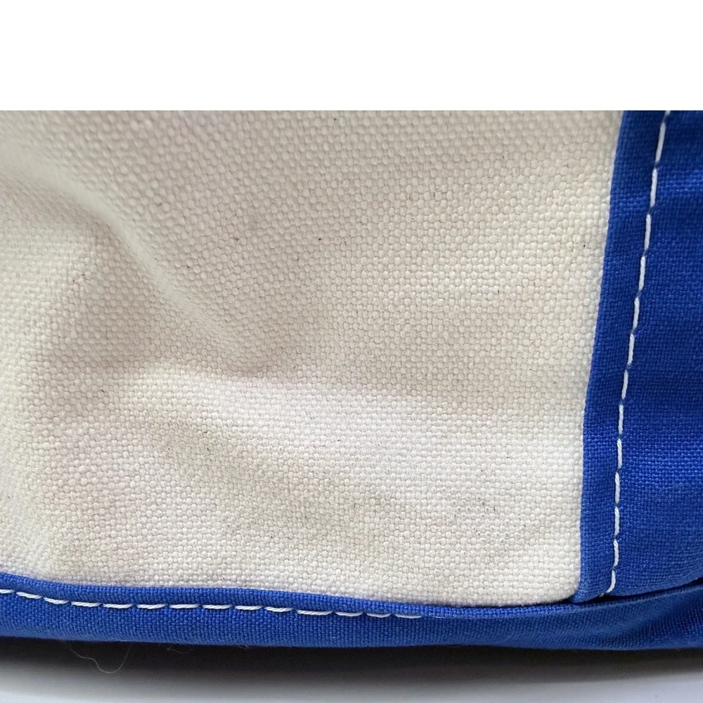 LLBean Boat and Tote Bag Blue White Canvas Zippered‎ Personalized Spunky
